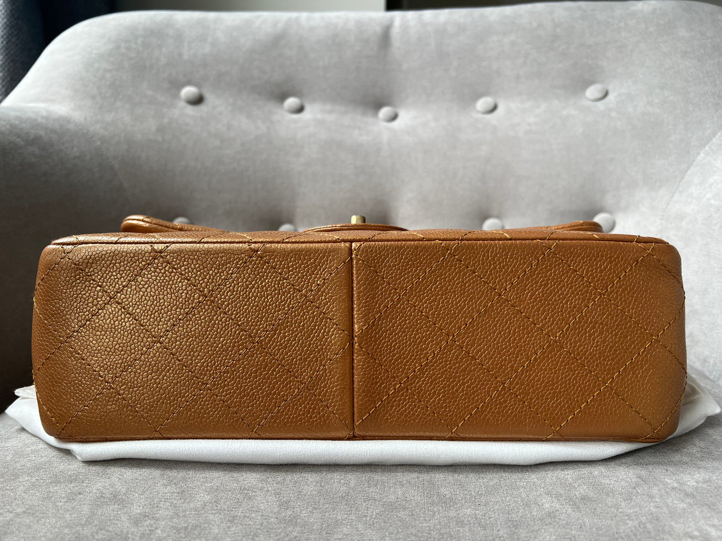 Chanel Jumbo Double Flap in Gold Caviar (RRP £9,670)