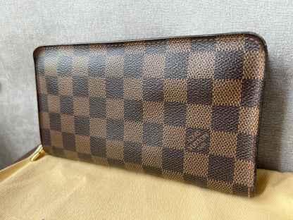 Louis Vuitton Zip Around Wallet in Damier Ebene and Brown