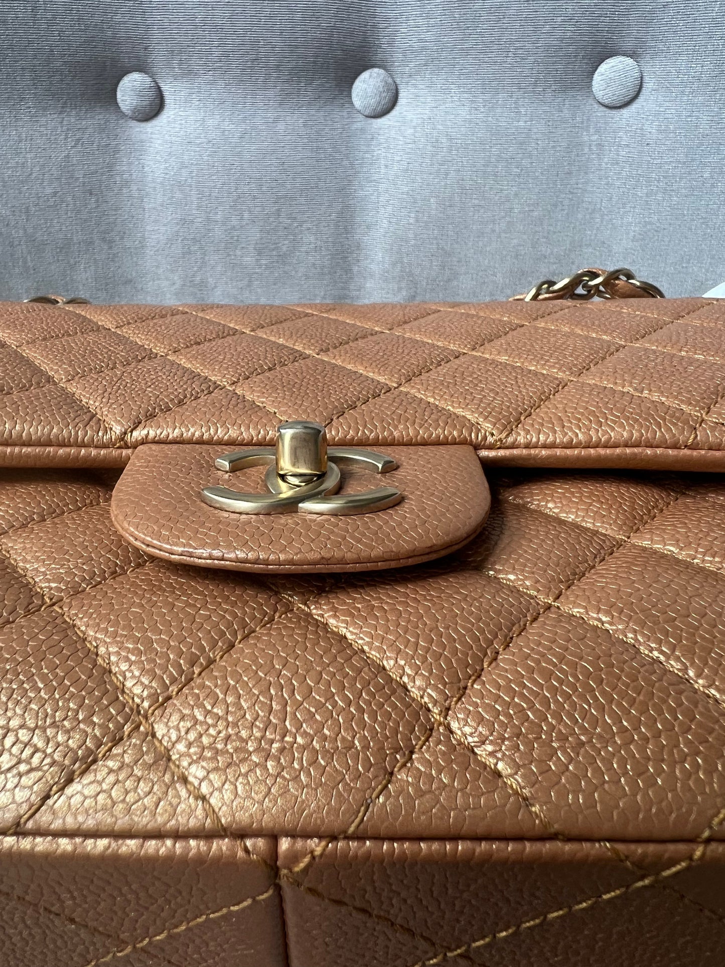 Chanel Jumbo Double Flap in Gold Caviar (RRP £9,670)