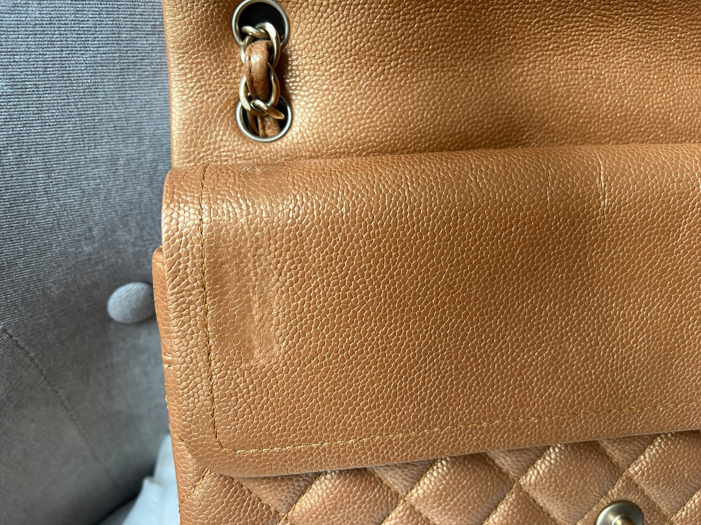 Chanel Jumbo Double Flap in Gold Caviar (RRP £9,670)
