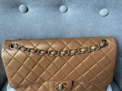 Chanel Jumbo Double Flap in Gold Caviar (RRP £9,670)