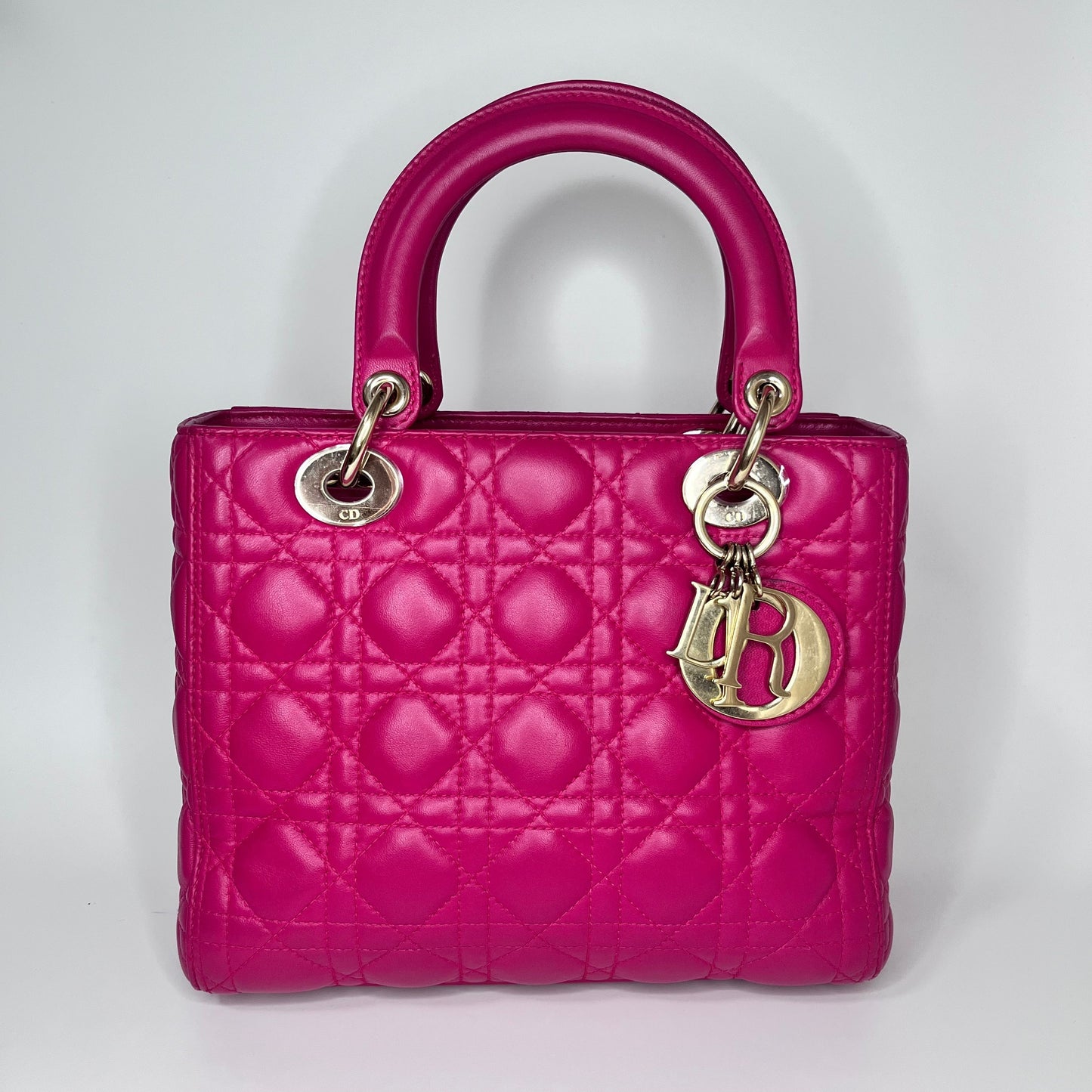 Lady Dior Medium Bag Fuchsia Cannage Leather