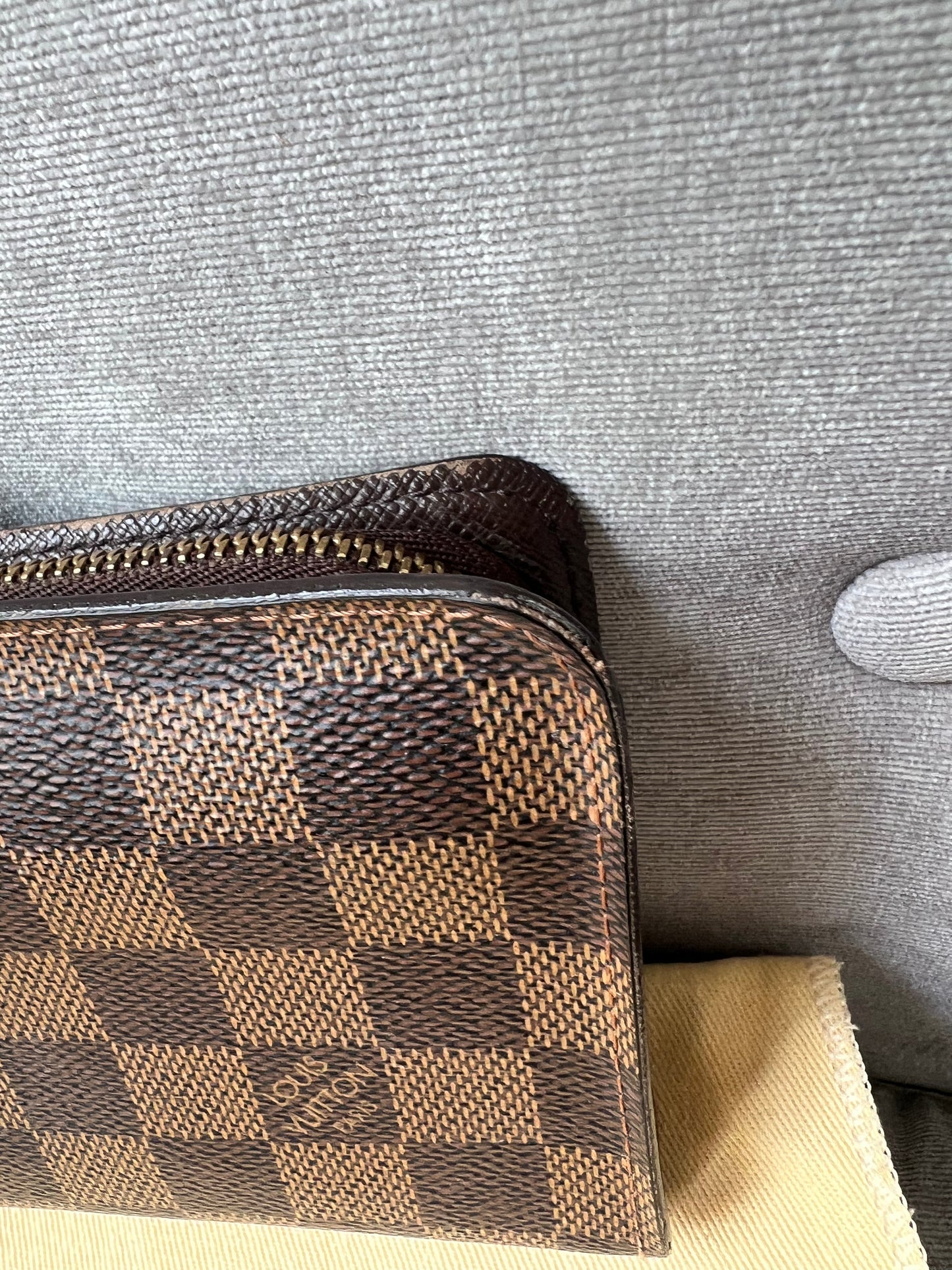 Louis Vuitton Zip Around Wallet in Damier Ebene and Brown