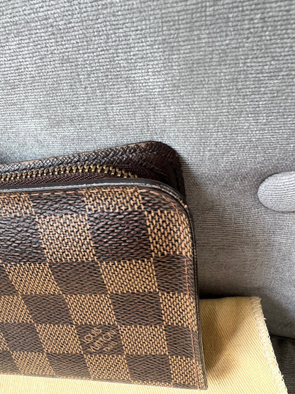Louis Vuitton Zip Around Wallet in Damier Ebene and Brown