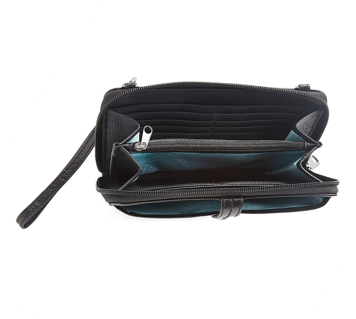 THE SAK Black Onyx Redwood Leather Wristlet/ Crossbody NWOT