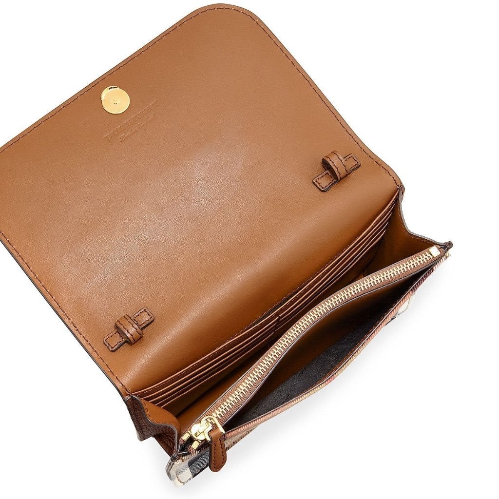 Hampshire House Check & Leather Crossbody Brown