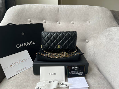 Chanel Black Lambskin Wallet on Chain with gold hardware Crossbody