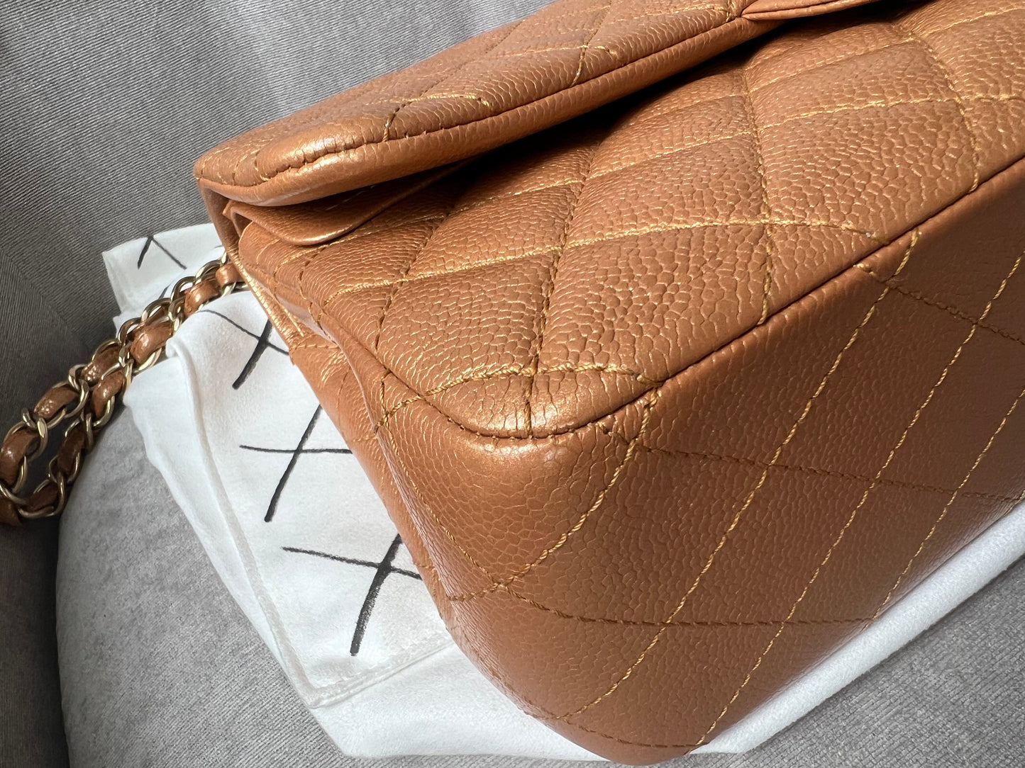 Chanel Jumbo Double Flap in Gold Caviar (RRP £9,670)