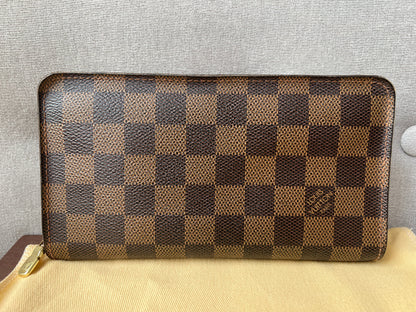 Louis Vuitton Zip Around Wallet in Damier Ebene and Brown