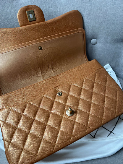 Chanel Jumbo Double Flap in Gold Caviar (RRP £9,670)