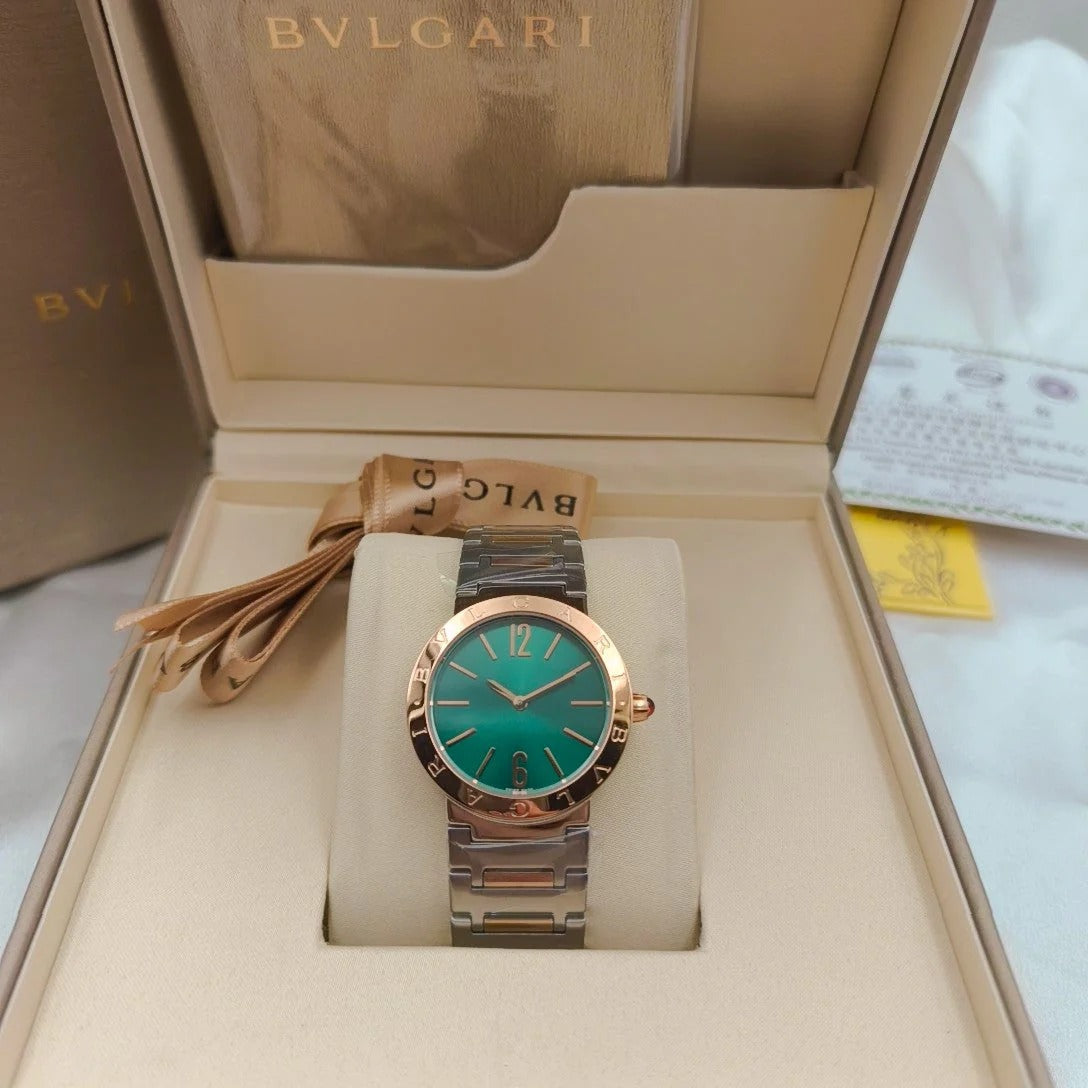 BVLGARI 33mm Sliver Case Pink Gold Steel