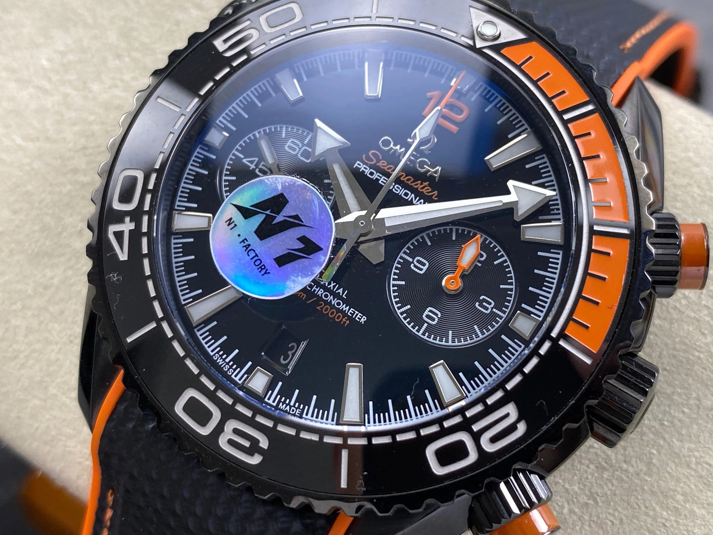 Omega Seamaster 46mm Black Dial Black Orange Rubber Strap