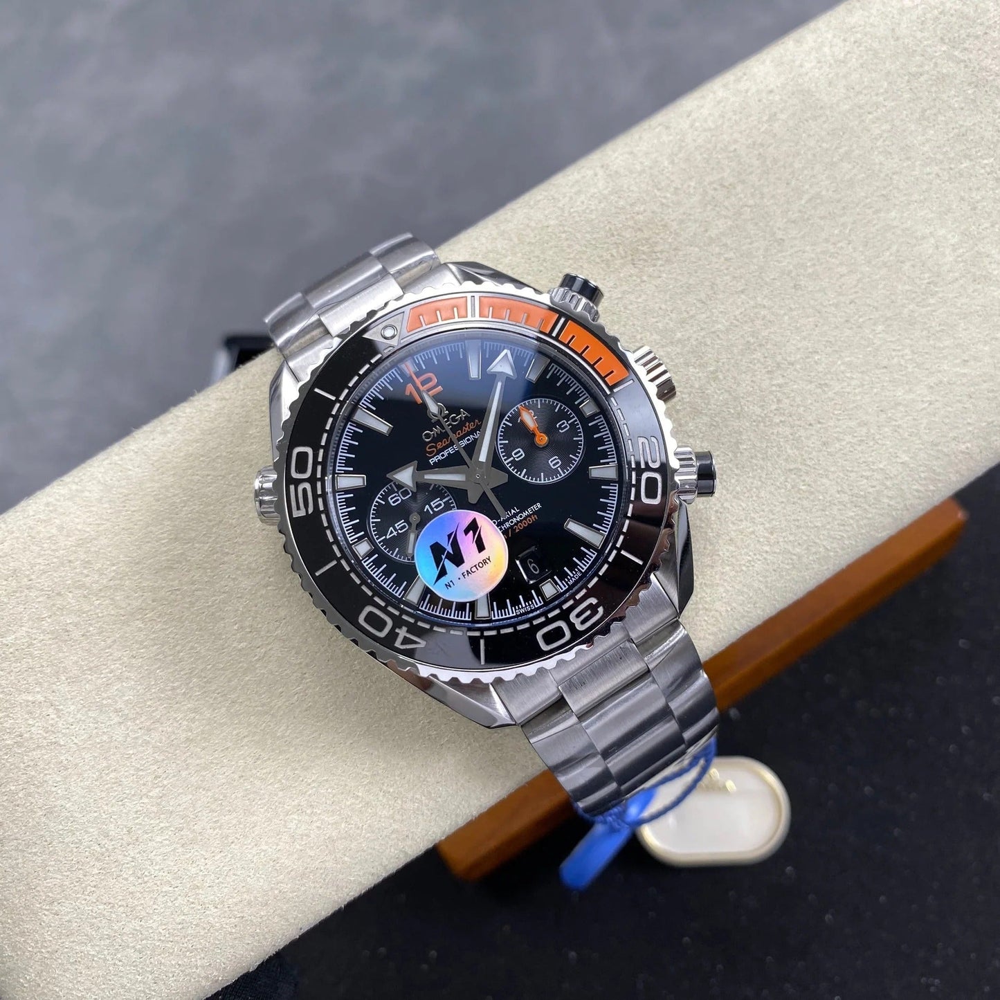 Omega Seamaster 46mm Black Dial Black Orange Bezel Steel