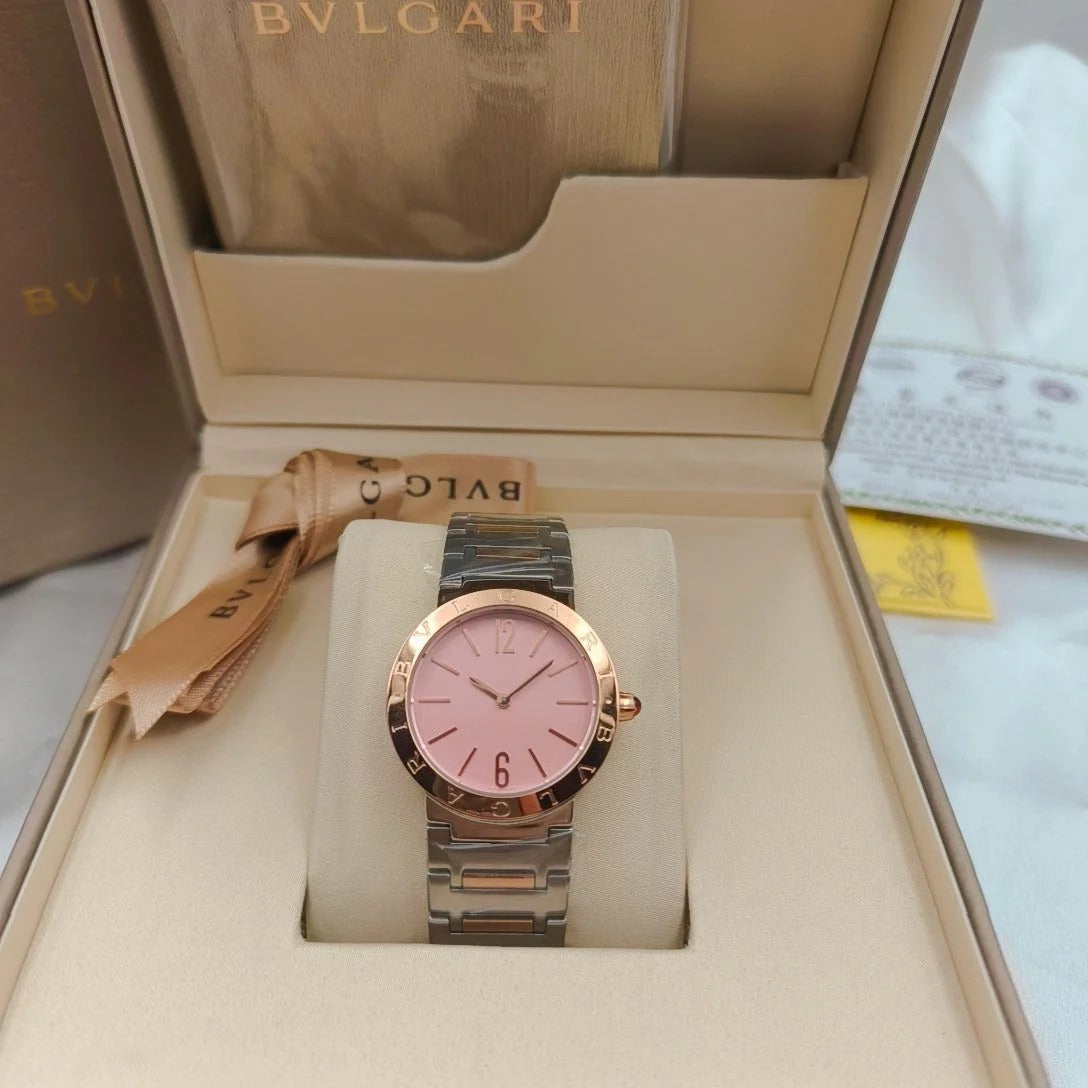 BVLGARI 33mm Sliver Case Pink Gold Steel