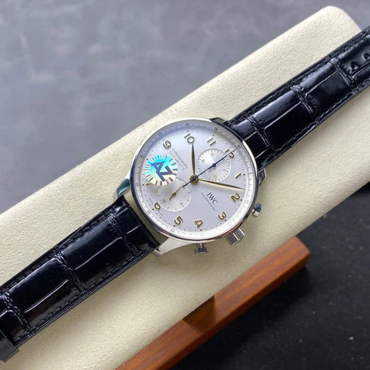 IWC Portuguese 41mm Black Dial Steel Case Gold Numerals