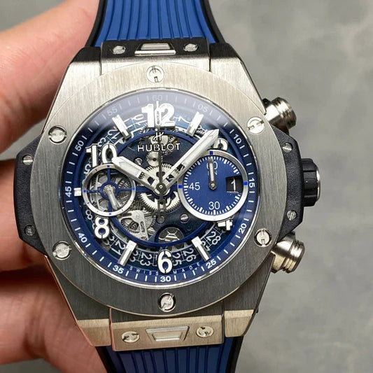 Hublot Big Bang Unico Titanium Blue 42mm Watch Titanium Case And Blue Rubber Strap