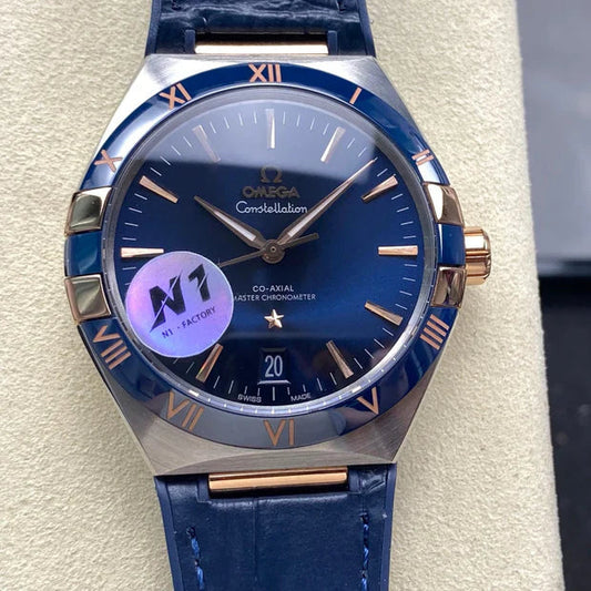 Omega Constellation Co-Axial Master Chronometer 41 mm Blue Dial Leather Strap