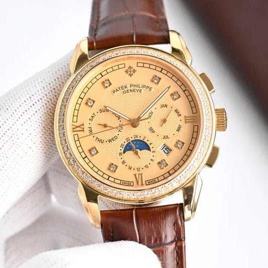 Patek Philippe Annual Calendar 42mm Gold Case Brown Leather Strap