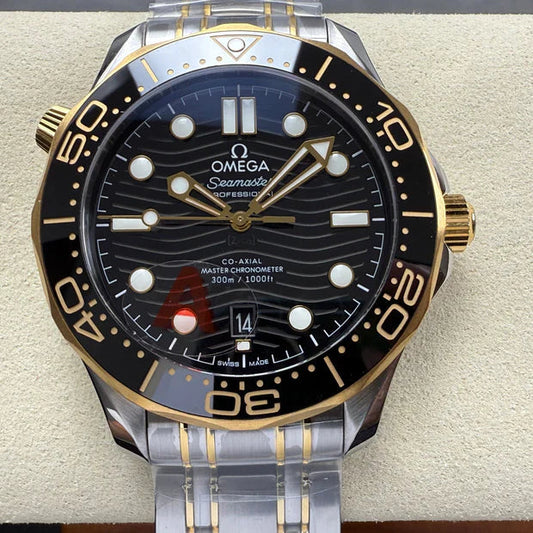 Omega Seamaster Diver 300M Co-Axial Master Chronometer 42mm Watch Steel Gold