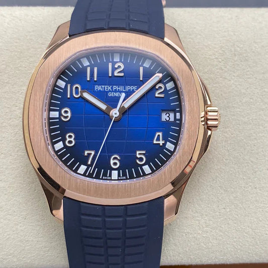 Patek Philippe Aquanaut 40mm Blue Dial Rose Gold Case Blue Rubber Strap