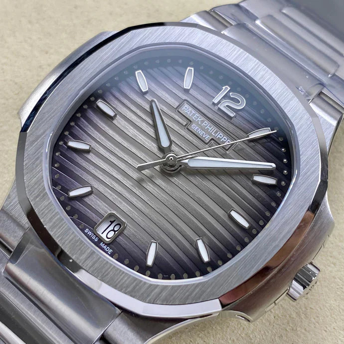 Patek Philippe Nautilus 35mm Black Gray Dial Sliver Case