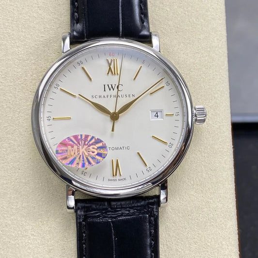 IWC Portofino 41mm Cream Dial Black Crocodile Leather Strap