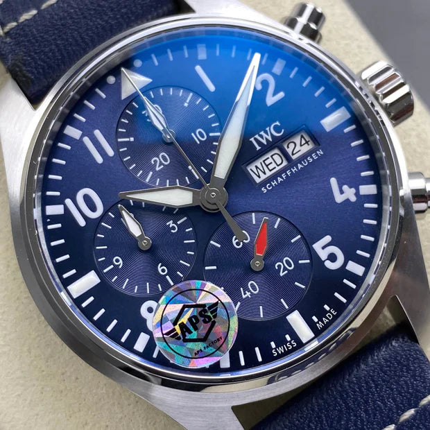 IWC Pilot's Chronograph 41 Blue Dial Steel Case Leather Strap
