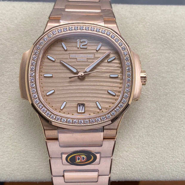 Patek Philippe Nautilus 35.2mm Rose Gold Case Tan Dial