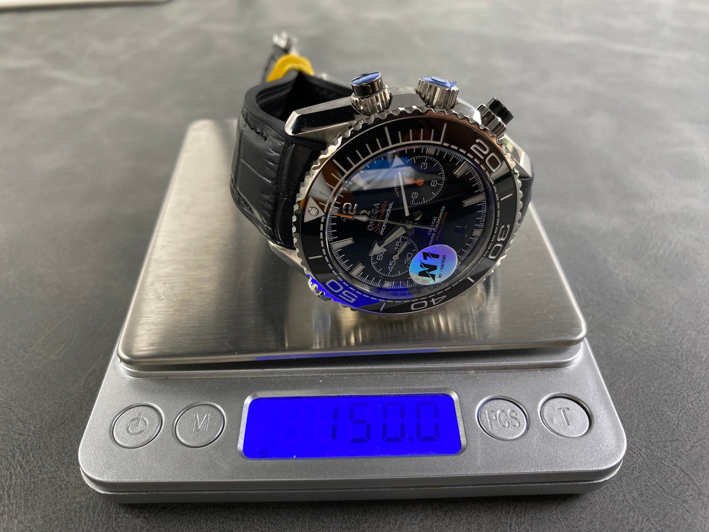 Omega Seamaster 46mm Black Dial Sliver Case Black Crocodile Leather