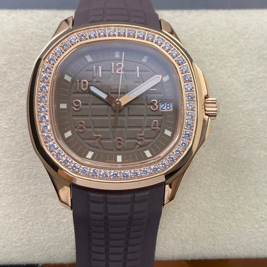 Patek Philippe Aquanaut 38.8mm Rose Gold Case Brown Rubber Strap