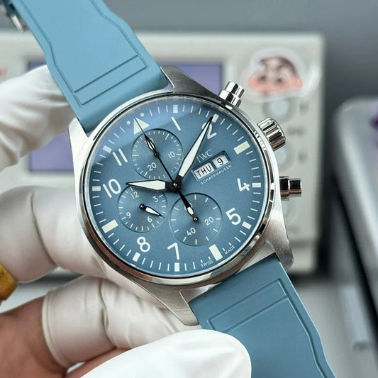 IWC Pilot's Chronograph 41mm Blue Dial Steel Case Rubber Strap