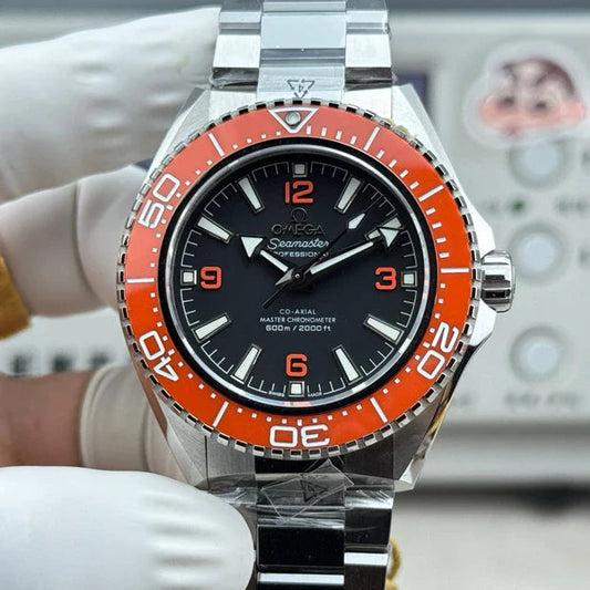 Omega Seamaster Planet Ocean 600M 42mm Steel/Orange Ceramic Black Dial Watch
