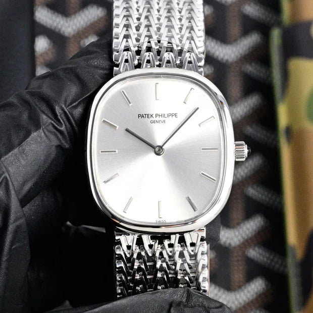 Patek Philippe Golden Ellipse 27mm Silver Dial Steel Strap
