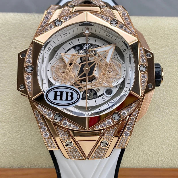 Hublot Big Bang Sang Bleu II Rose Gold White Pavé 45mm Watch