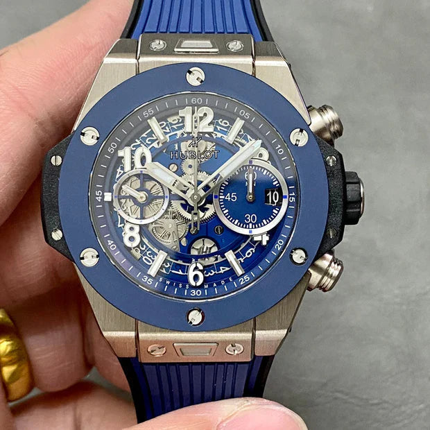 Hublot Big Bang Unico Titanium 42mm Watch with Blue Ceramic Bezel