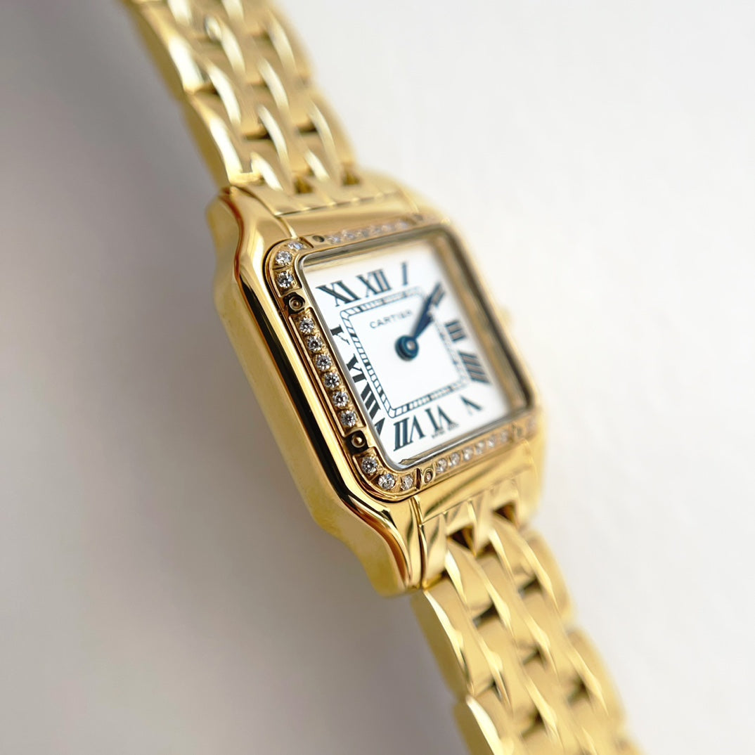 Panthere 22mm Gold Diamond Bezel Double Chain 44cm