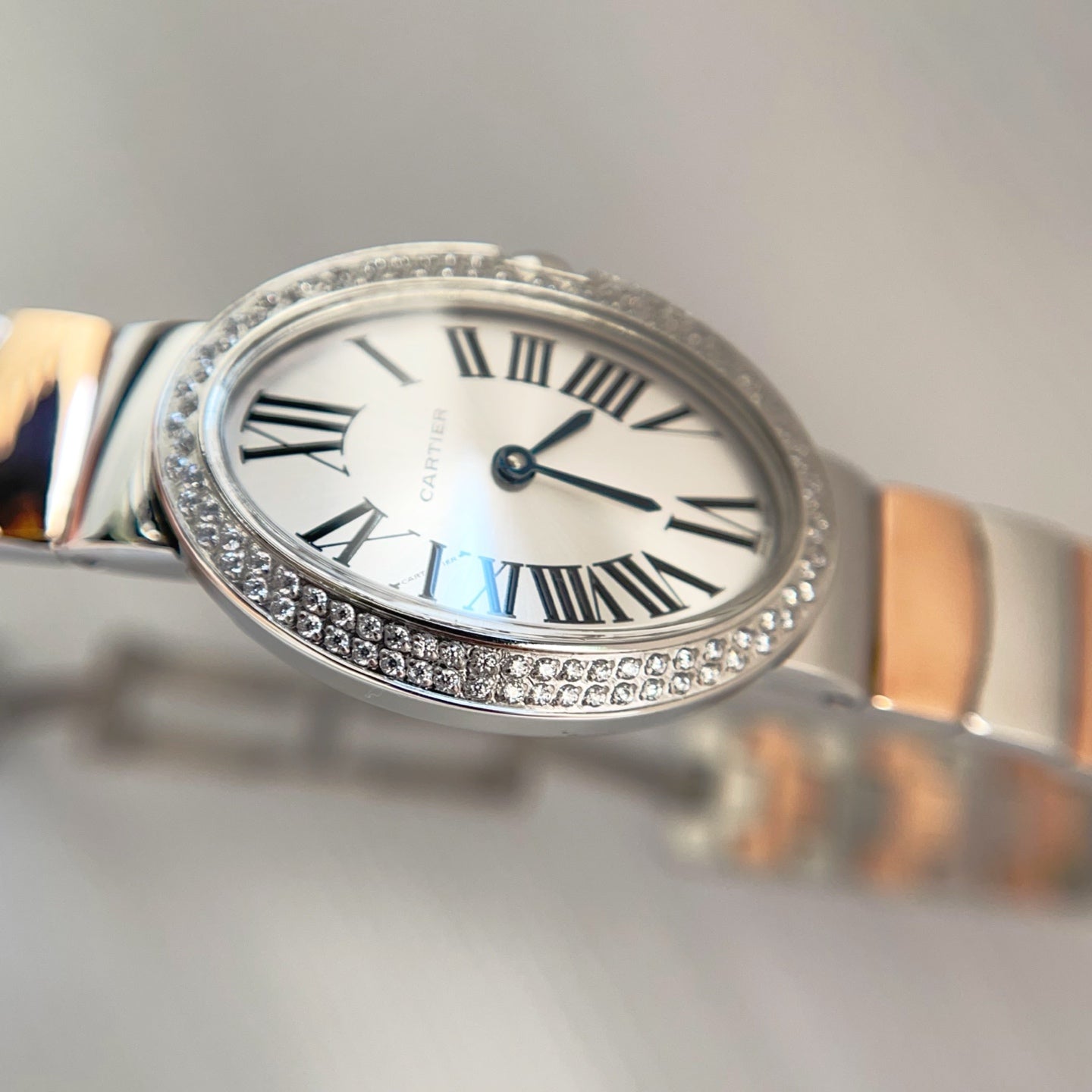 Baignoire 23mm Tow-Tone Pink Gold Double Row Diamond Bezel
