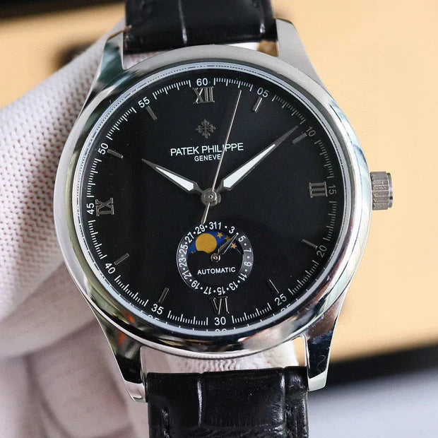 Patek Philippe Annual Calendar 40mm Black Dial Black Leather Strap