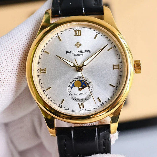 Patek Philippe Annual Calendar 40mm Gold Case Black Leather Strap