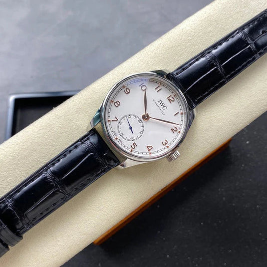 IWC Portuguese 40.4mm White Dial Steel Case Pink Gold Numerals