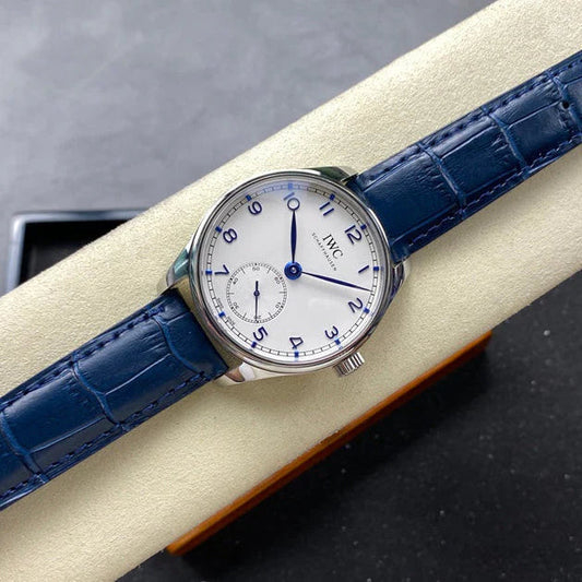 IWC Portuguese 40.4mm Cream Dial Blue Numerals Crocodile Leather