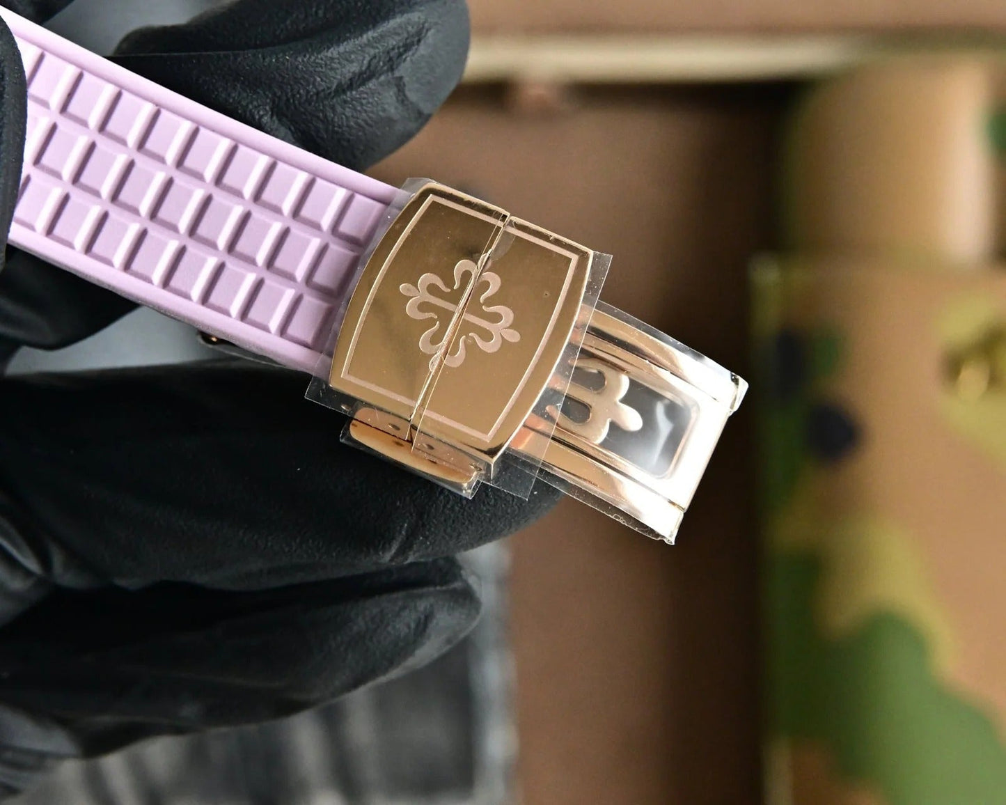 Patek Aquanaut 35.6mm Rose Gold Case Purple Strap Watch