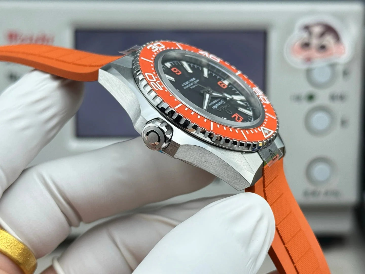 Omega Seamaster Planet Ocean 600M 42mm Steel Black Dial Orange Rubber Strap