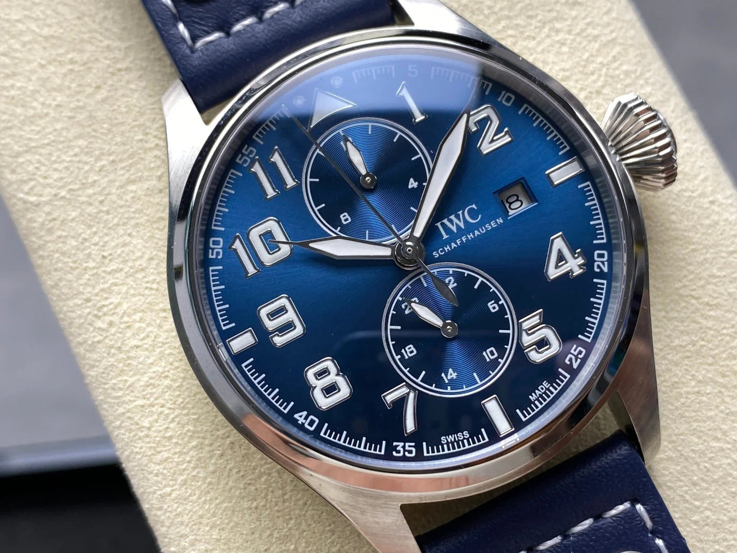 IWC Big Pilot 46mm Blue Dial Steel Case Blue Leather Strap