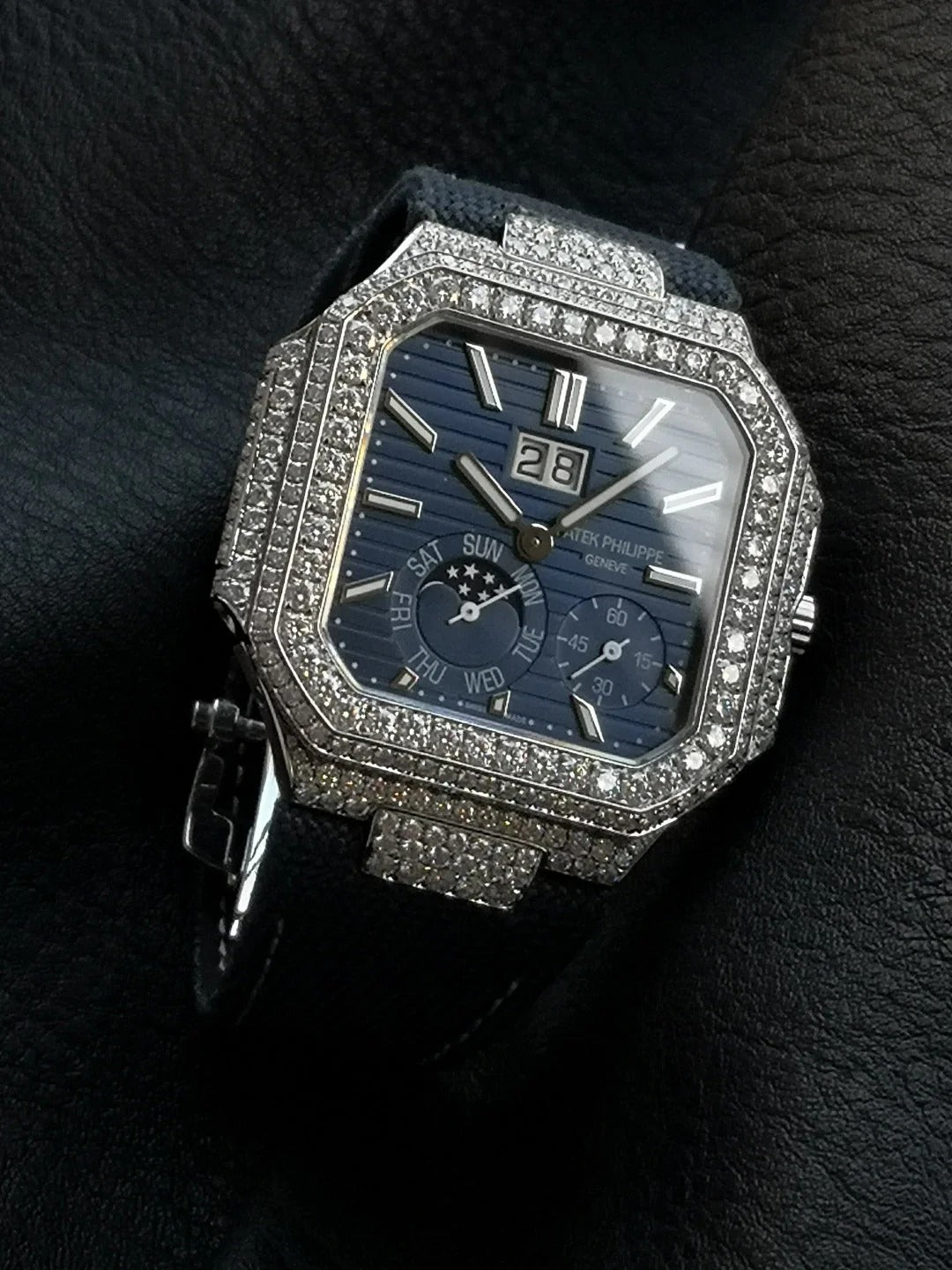 Patek Philippe Cubitus 45mm Diamond Case Blue Fabric Strap