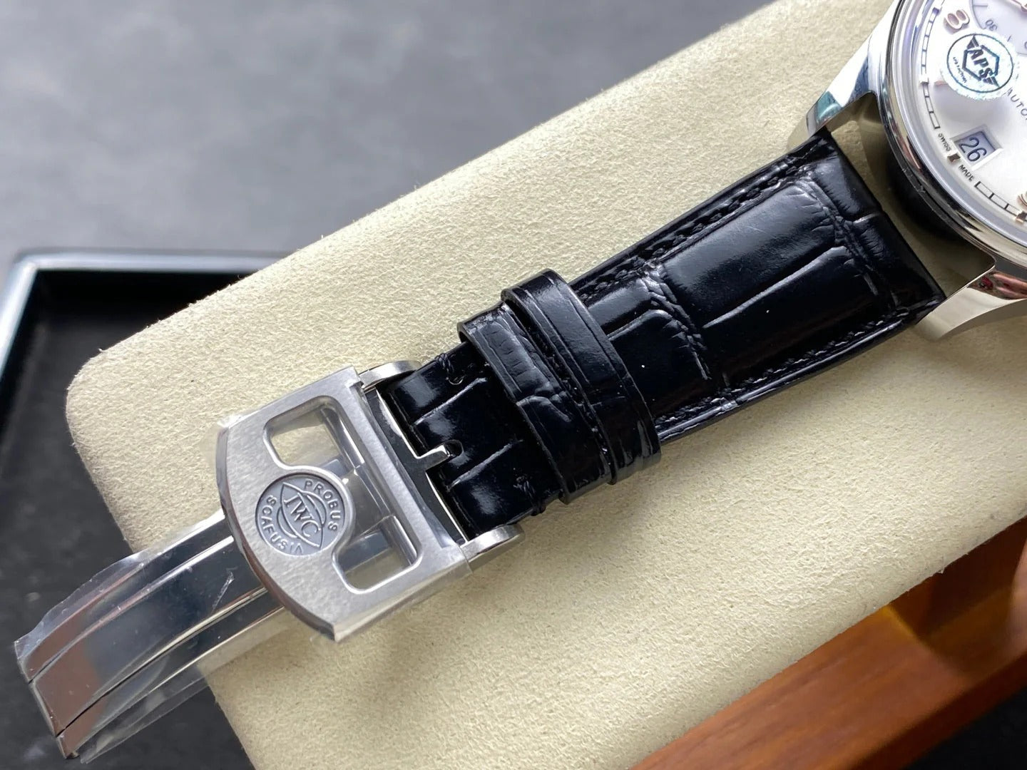 IWC Portuguese 42.4mm Cream Dial Steel Case Black Crocodile Leather Strap