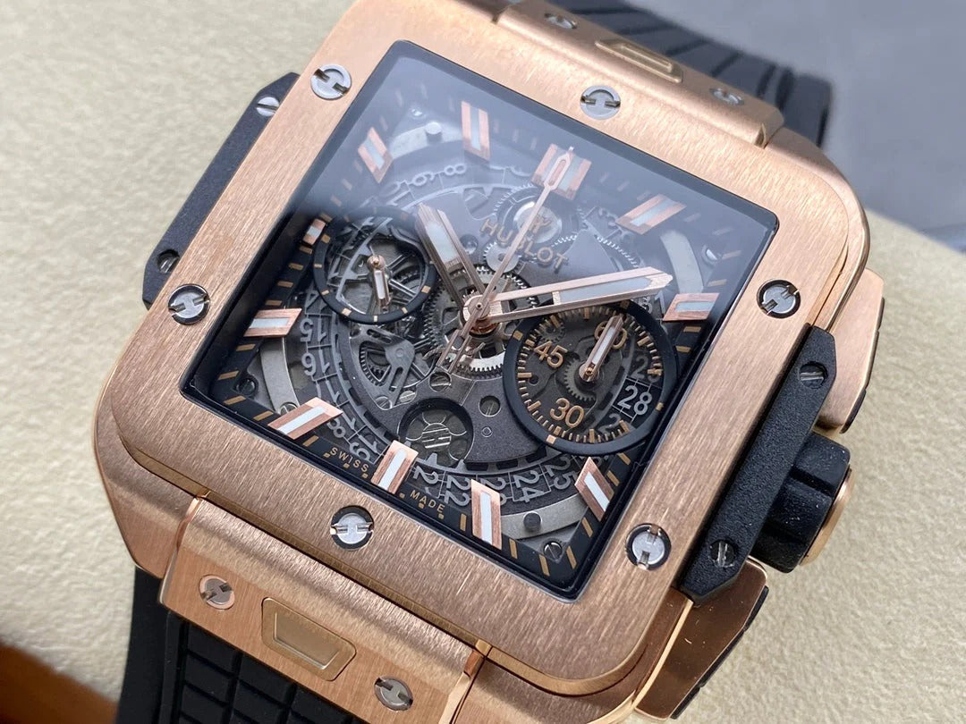 Hublot Square Bang Unico Rose Gold Ceramic 42mm Creamic Benzel Watch