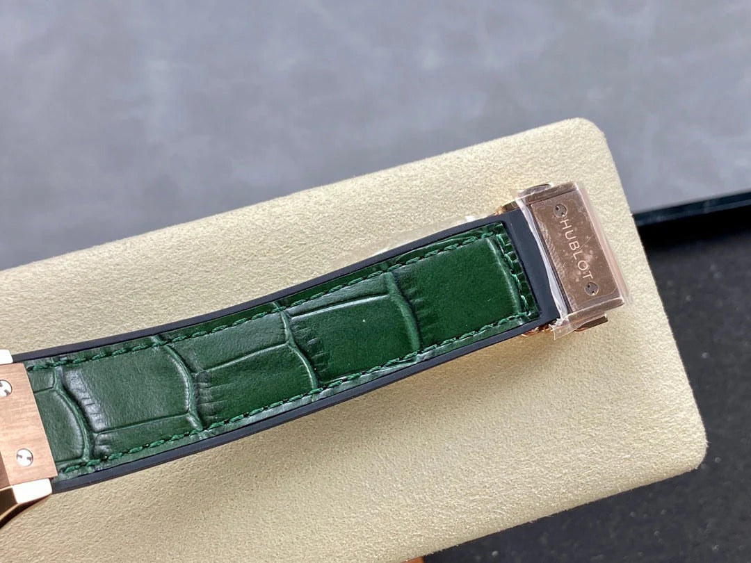 Hublot Classic Fusion 38mm Rose Gold Green Dial Green Leather Strap