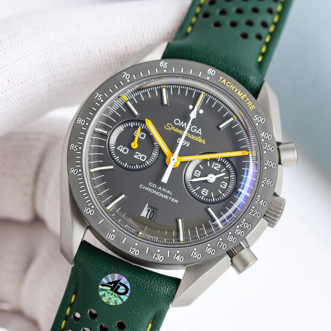 Omega Speedmaster Grey Side of the Moon 44.25mm Green Leather Strap