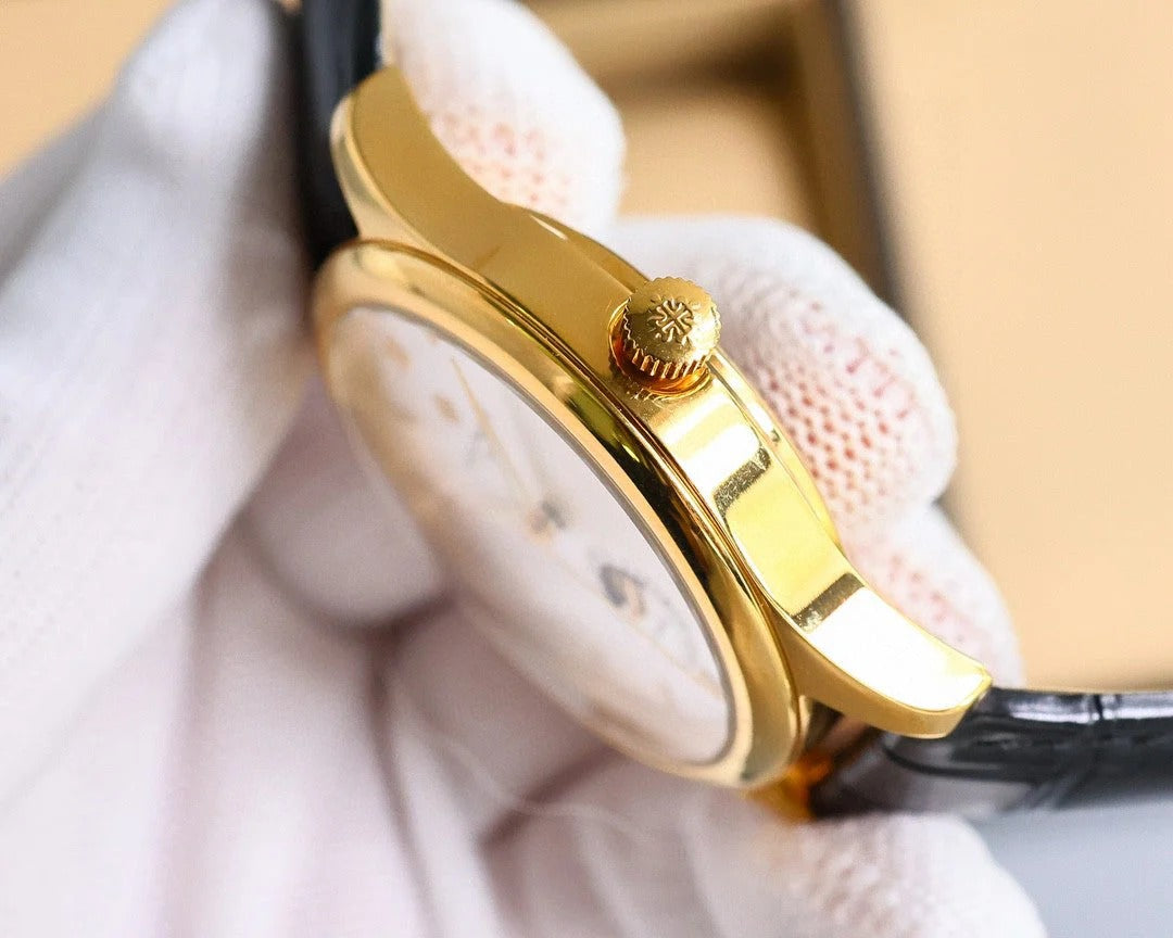 Patek Philippe Annual Calendar 40mm Gold Case Black Leather Strap